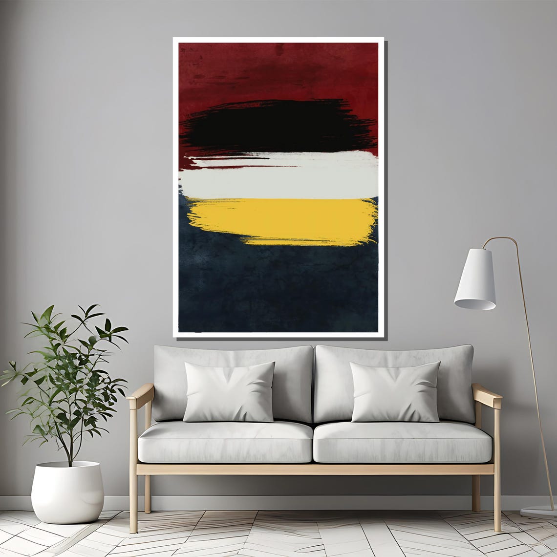 Bold Abstract Painting In Rich Red Black And Yellow Contemporary Art Gift For Modern Interiors Striking Wall Decor Statement - Image 2