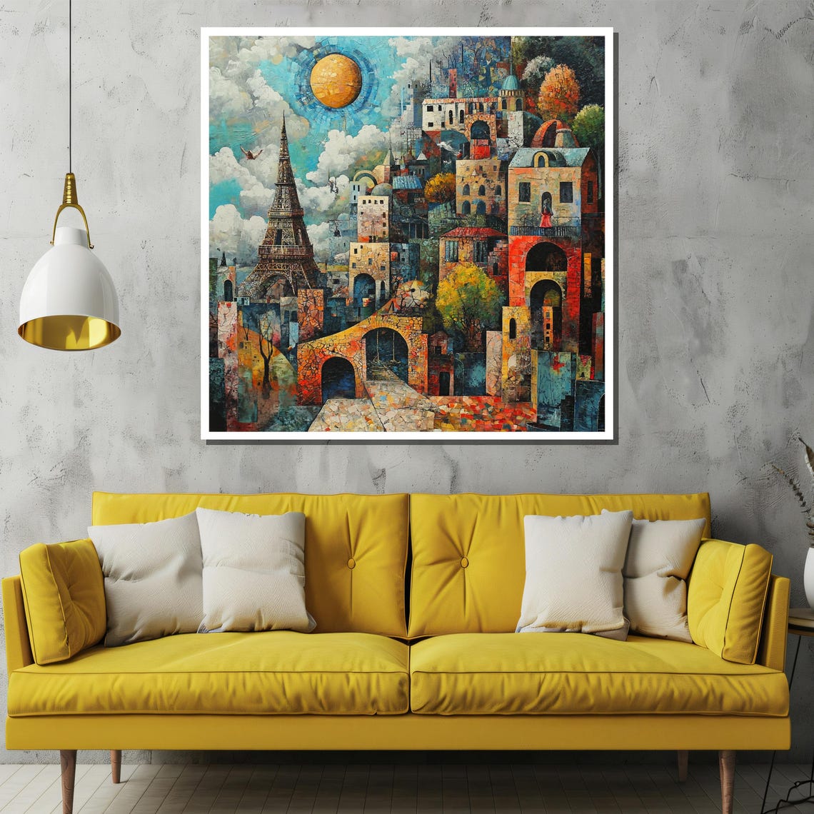Eiffel Tower Paris Mosaic Fantasy Colorful Dream Cityscape Poster - Image 2