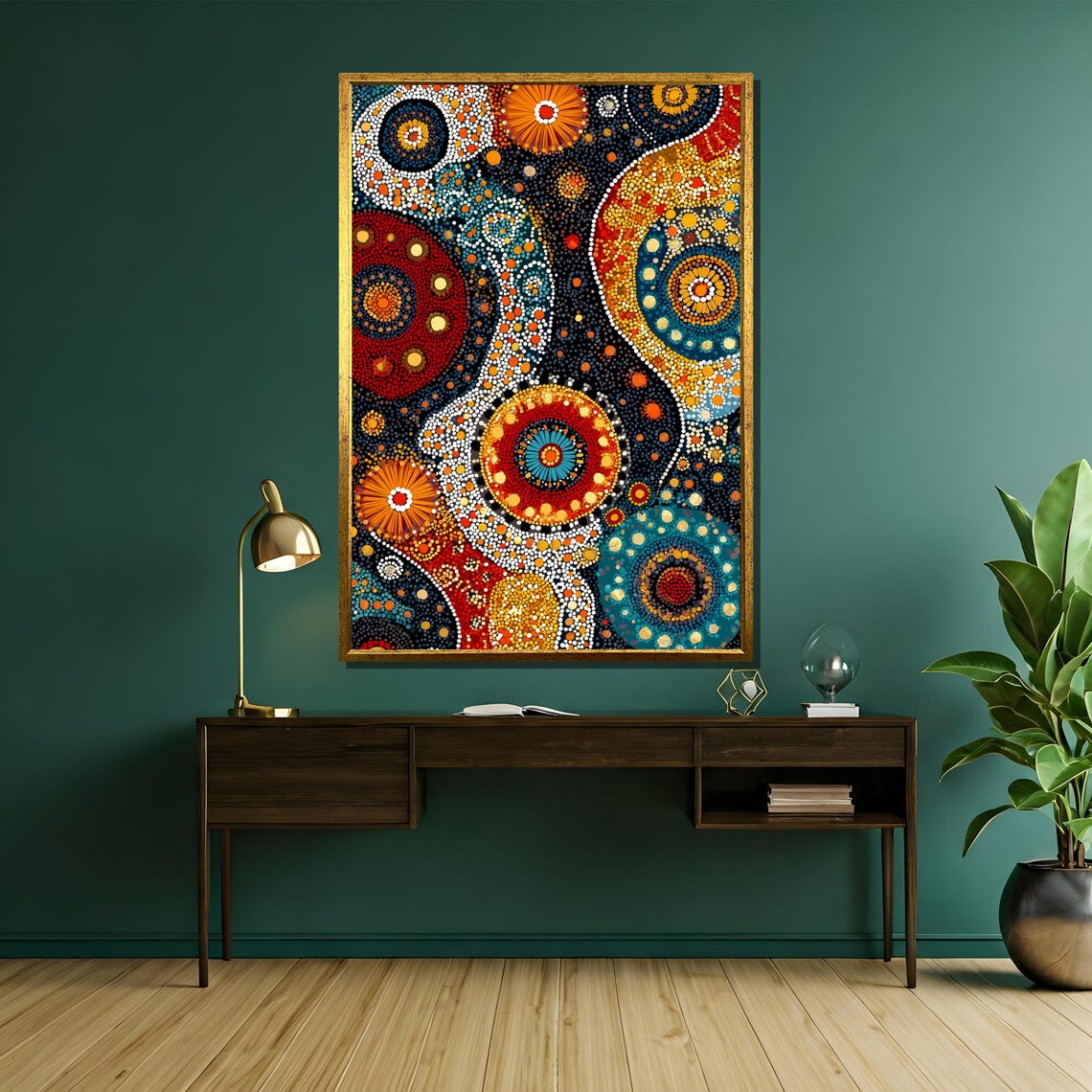 Aboriginal Dot Art Colorful Tribal Circle Pattern Art Poster - Image 5