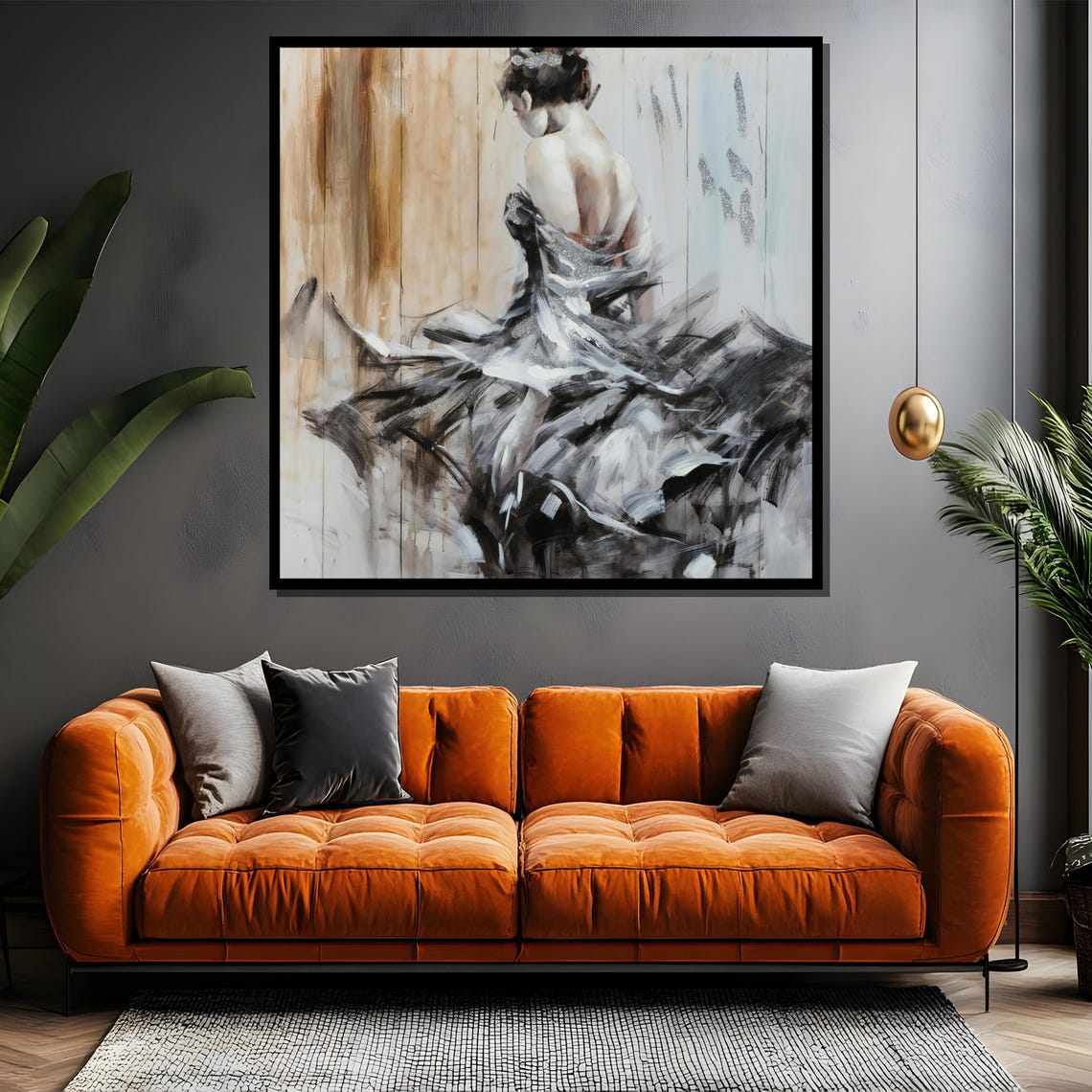 Abstract Monochrome Woman Figure Flowing Brushstroke Art Poster - Image 4