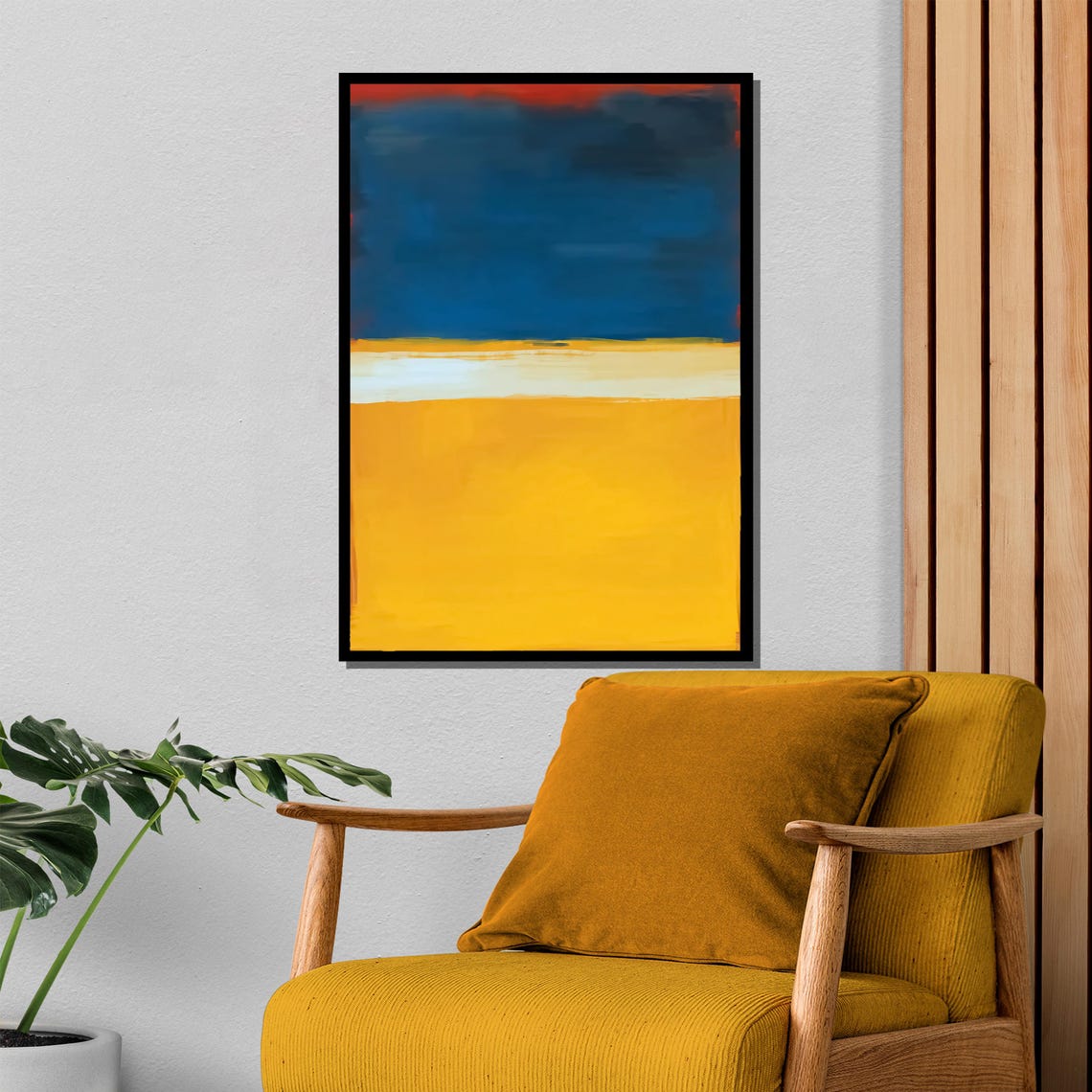 Bold Blue And Vibrant Yellow Abstract Painting Unique Contemporary Art Gift For Modern Home Decor Lovers - Image 4