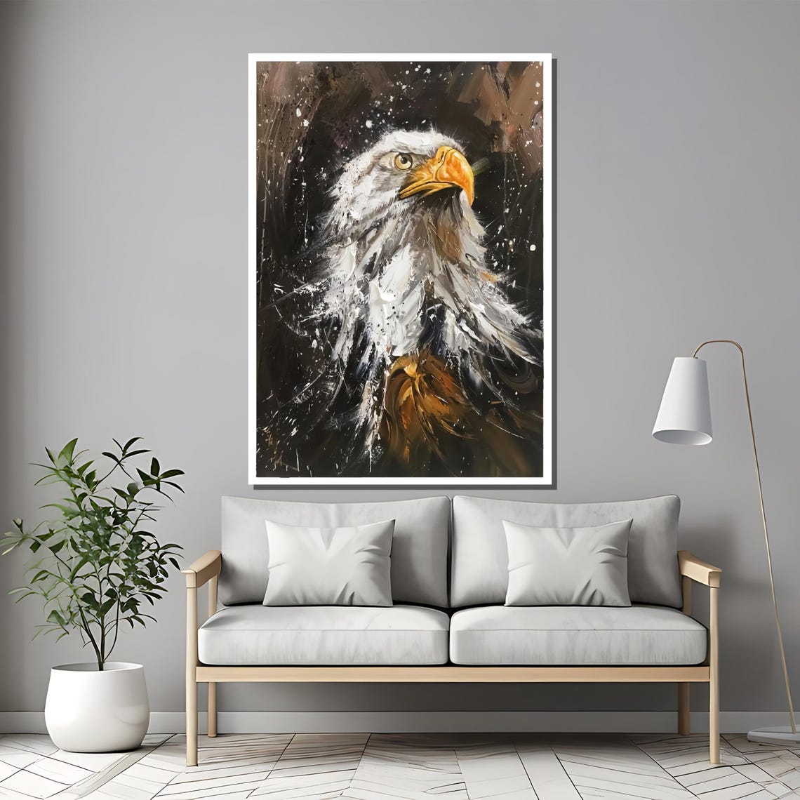Fierce Bald Eagle Portrait In Bold Textured Brushstrokes Poster - Image 2