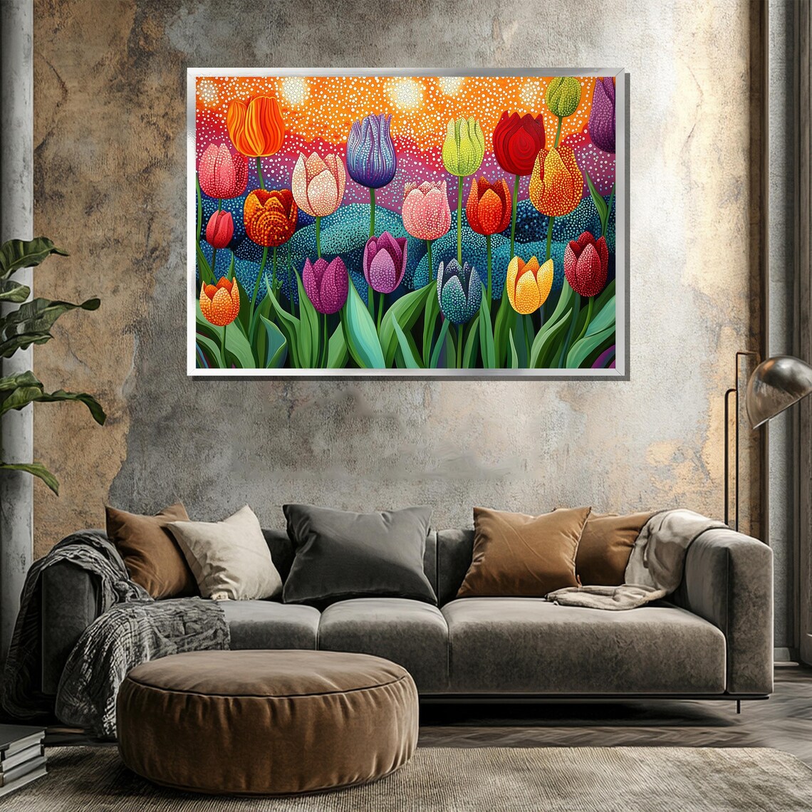Tulip Garden Painting, Colorful Spring Flower Art Print - Image 3
