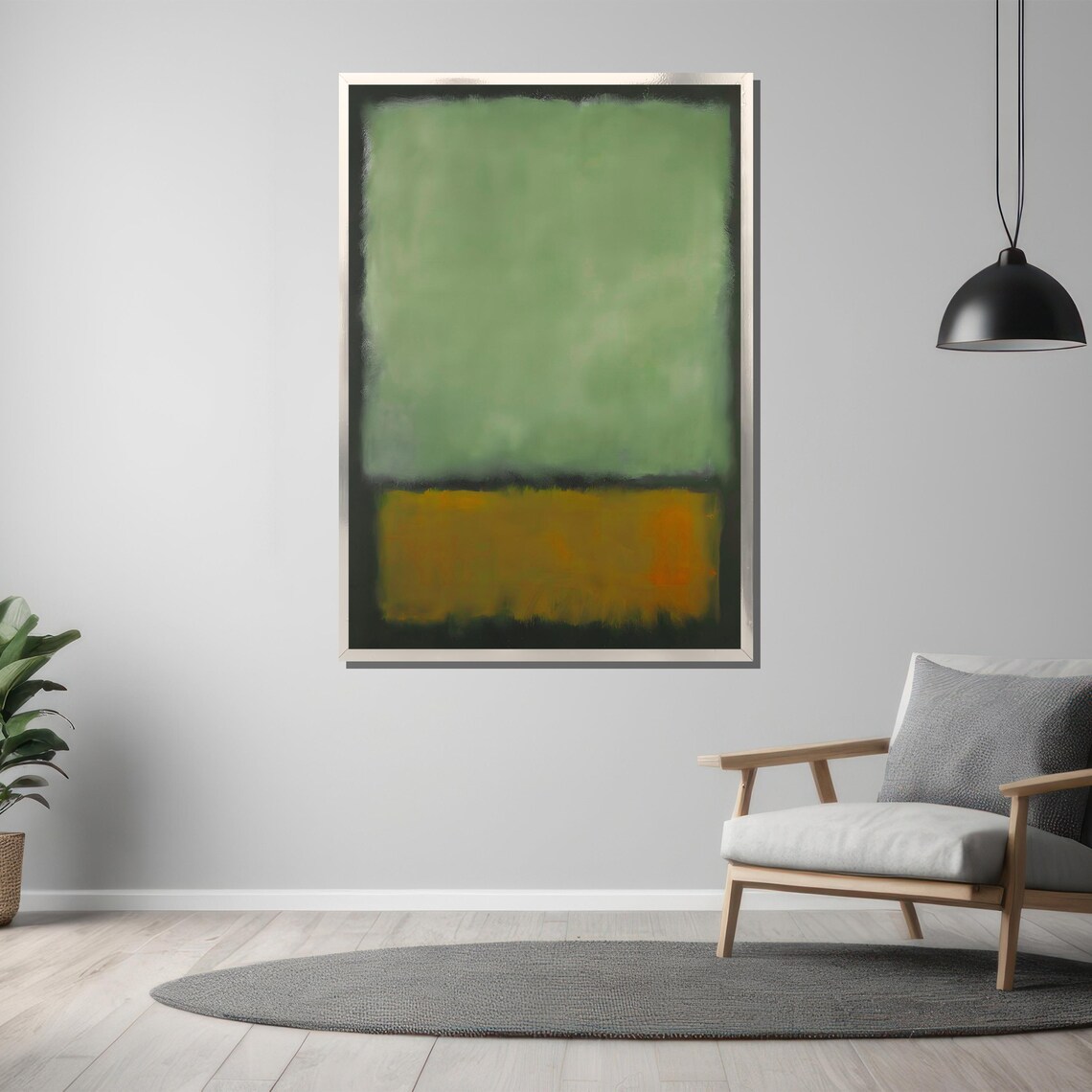 Rothko-Inspired Green And Ochre Abstract Art Print - Image 3