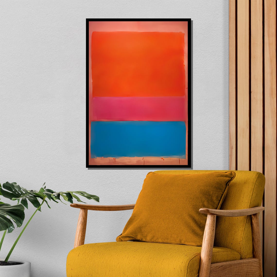 Bold Orange Pink And Sky Blue Joyful Color Band Abstract Poster - Image 4