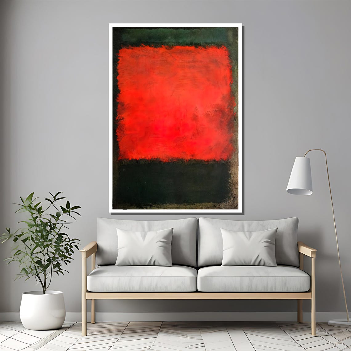 Bold Abstract Painting By Mark Rothkos Red And Deep Green Palette Vibrant Statement Art Gift For Modern Homes - Image 2