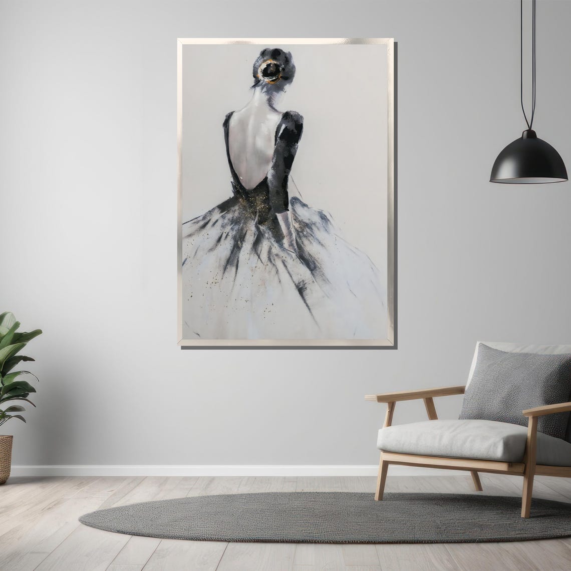 Elegant Ballerina Back Pose In Flowing Gown Dance Art Poster - Image 3