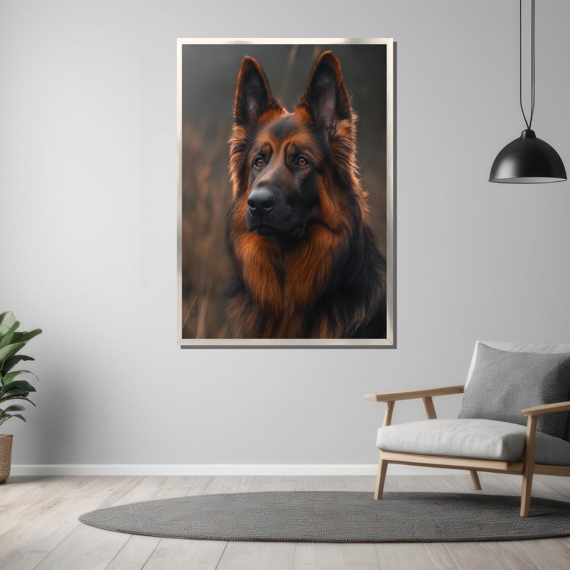 Loyal Guardian Long Haired German Shepherd Dog Portrait Poster - Image 3
