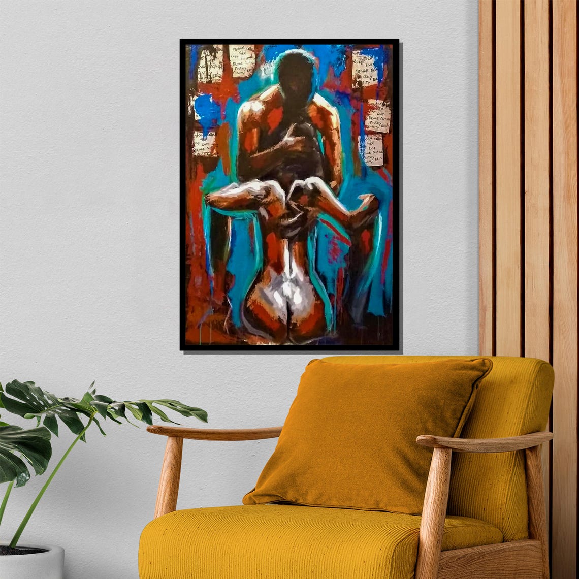 Passionate Entwined Lovers Abstract Figurative Romance Art Poster - Image 4