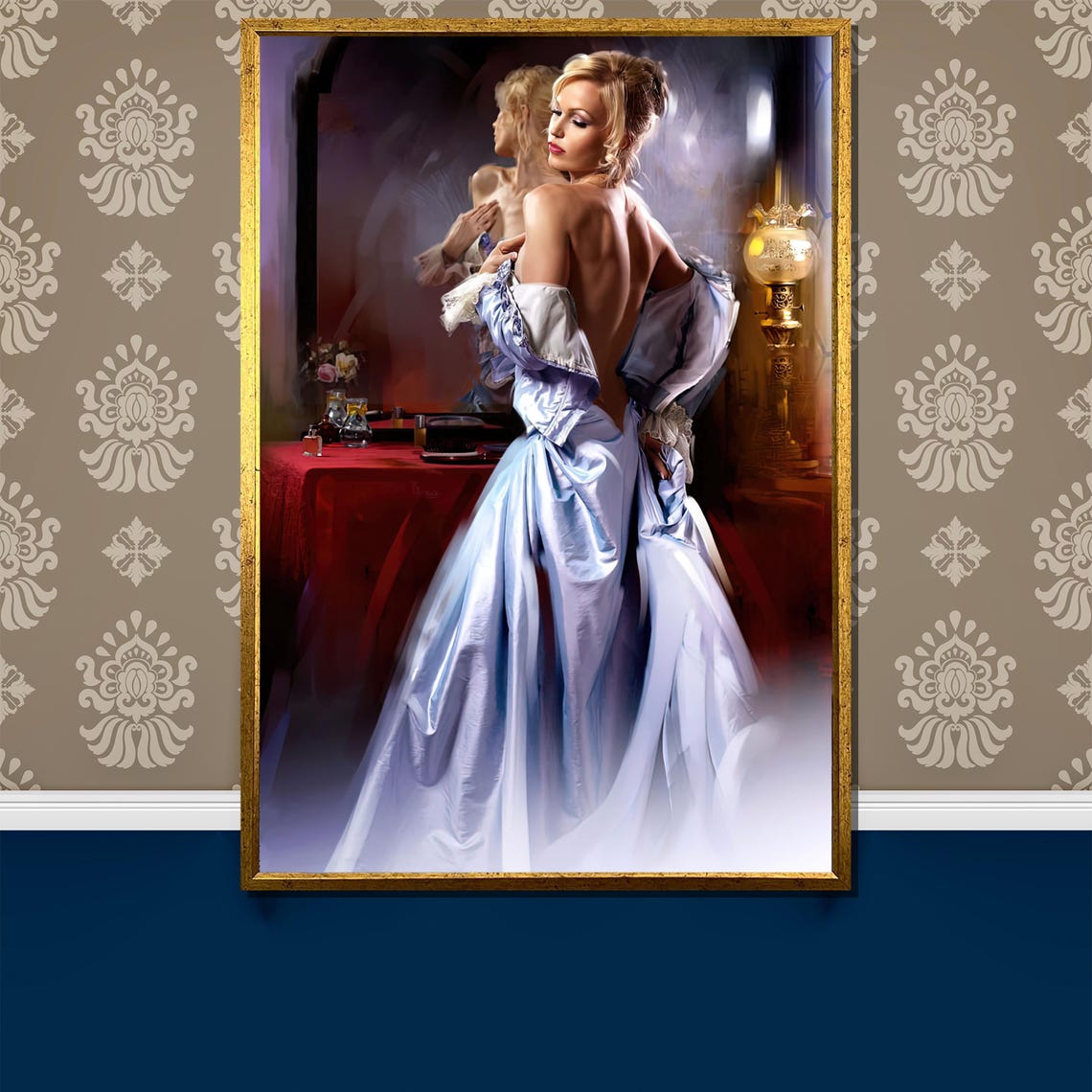 Victorian Lady In Ice Blue Gown Romantic Classic Beauty Poster