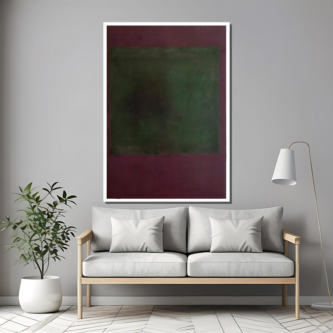 Rothko Style Deep Green And Maroon Moody Color Field Art Poster - Image 2