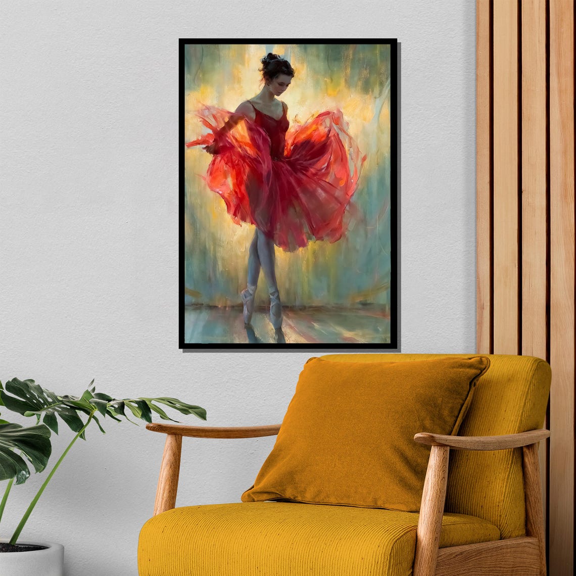 Graceful Red Ballerina Painting Elegant Dance Wall Art For Home Decor Unique Ballet Gift For Art And Dance Lovers - Image 4