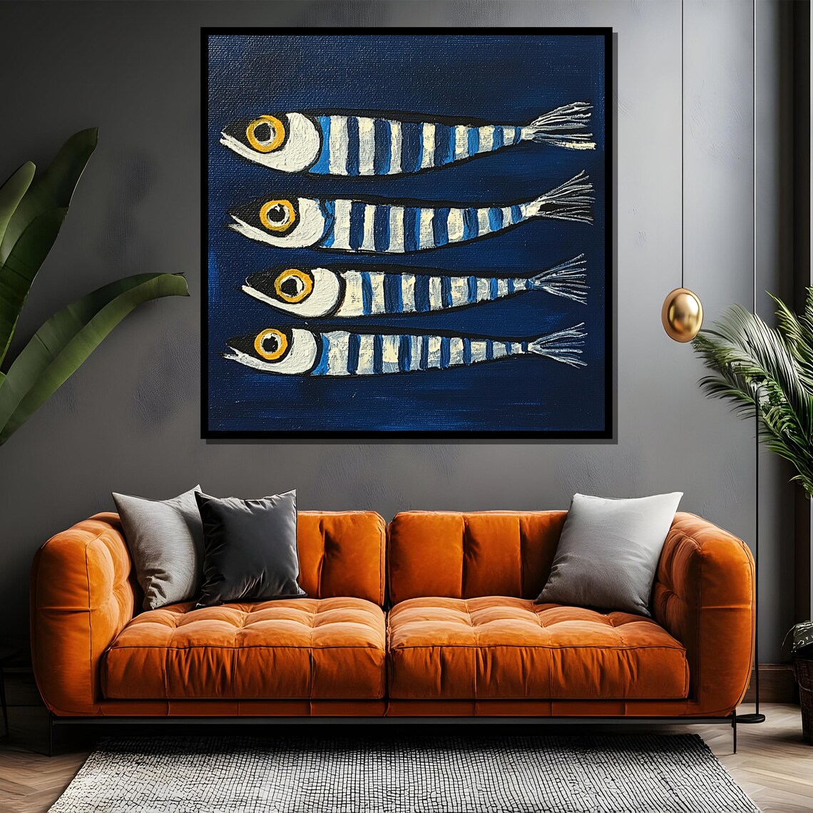 Whimsical Sardines Nautical Theme Wall Art Print - Image 4