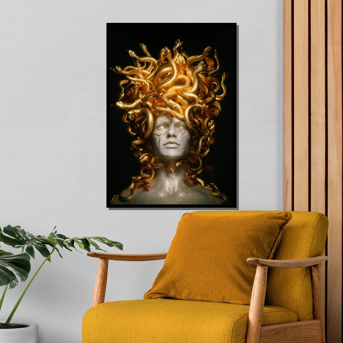 Golden Medusa Mythology Sculpture With Gold Serpent Hair Poster - Image 4