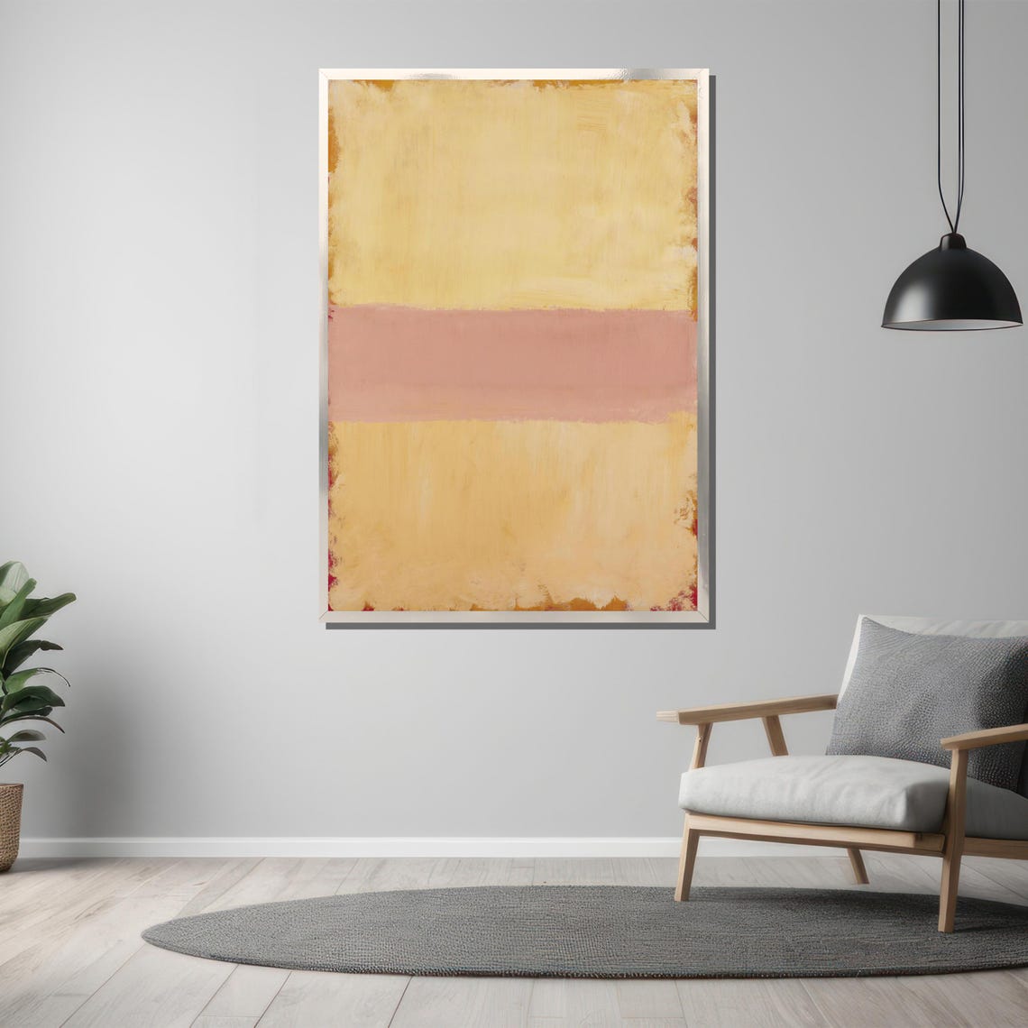 Rothko-Style Soft Yellow Pink Blush Color-Field Abstract Poster - Image 3