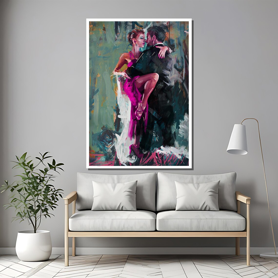 Elegant Tango Couple Painting, Modern Dance Art Print - Image 2
