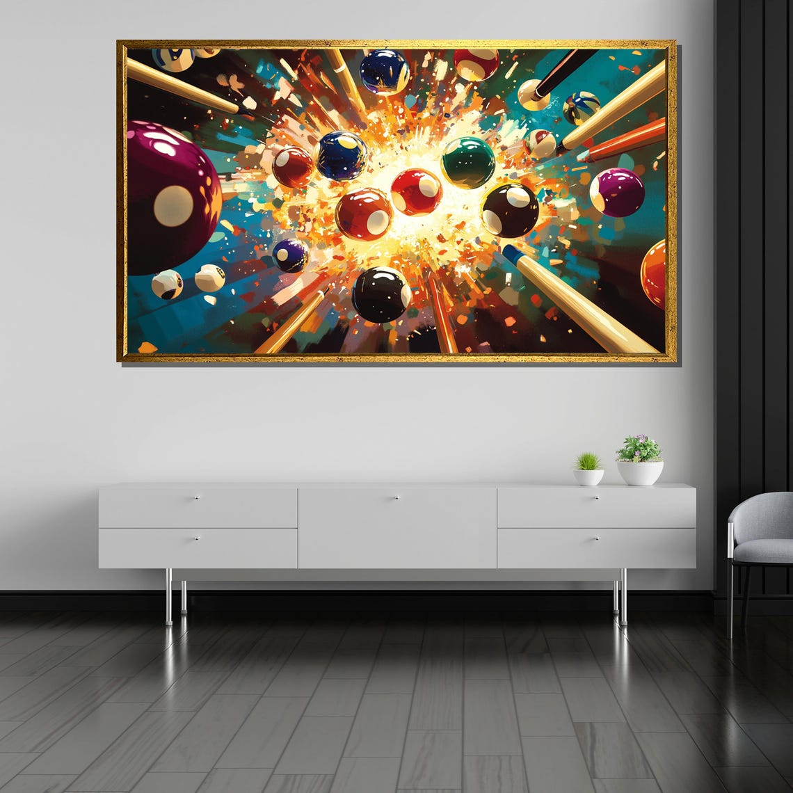 Colorful Billiard Break Burst in Dynamic Pop Artwork Wall Poster - Image 5
