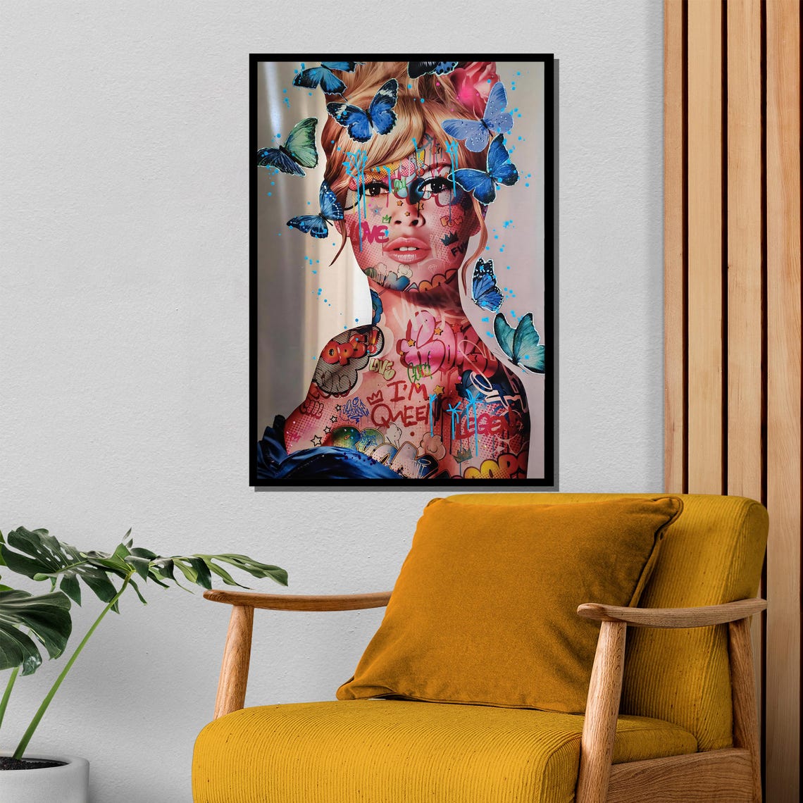 Butterfly Woman Graffiti Body Pop Art Portrait Colorful Poster - Image 4