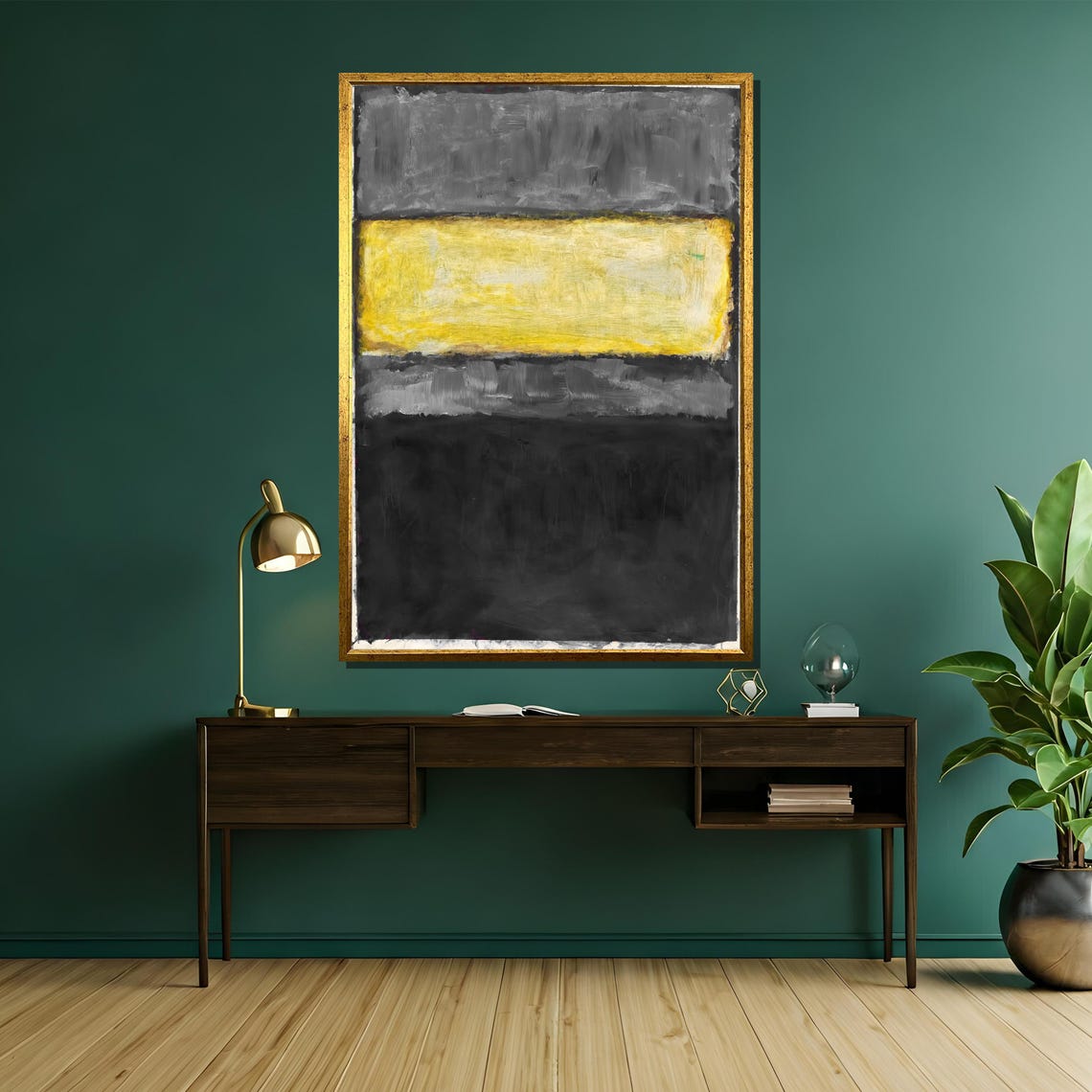 Gray Yellow and Black Stacked Color Field Rothko Inspired Poster - Image 5