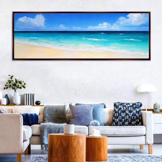 Tropical Beach Turquoise Water White Sand Blue Sky Panoramic Wall Art