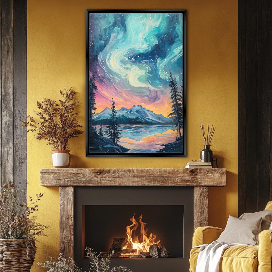 Dancing Lights In The Sky Aurora Borealis Northern Lights Framed Or Unframed Gallery Wrapped Ready To Hang Extra Large Wall Art - Image 3