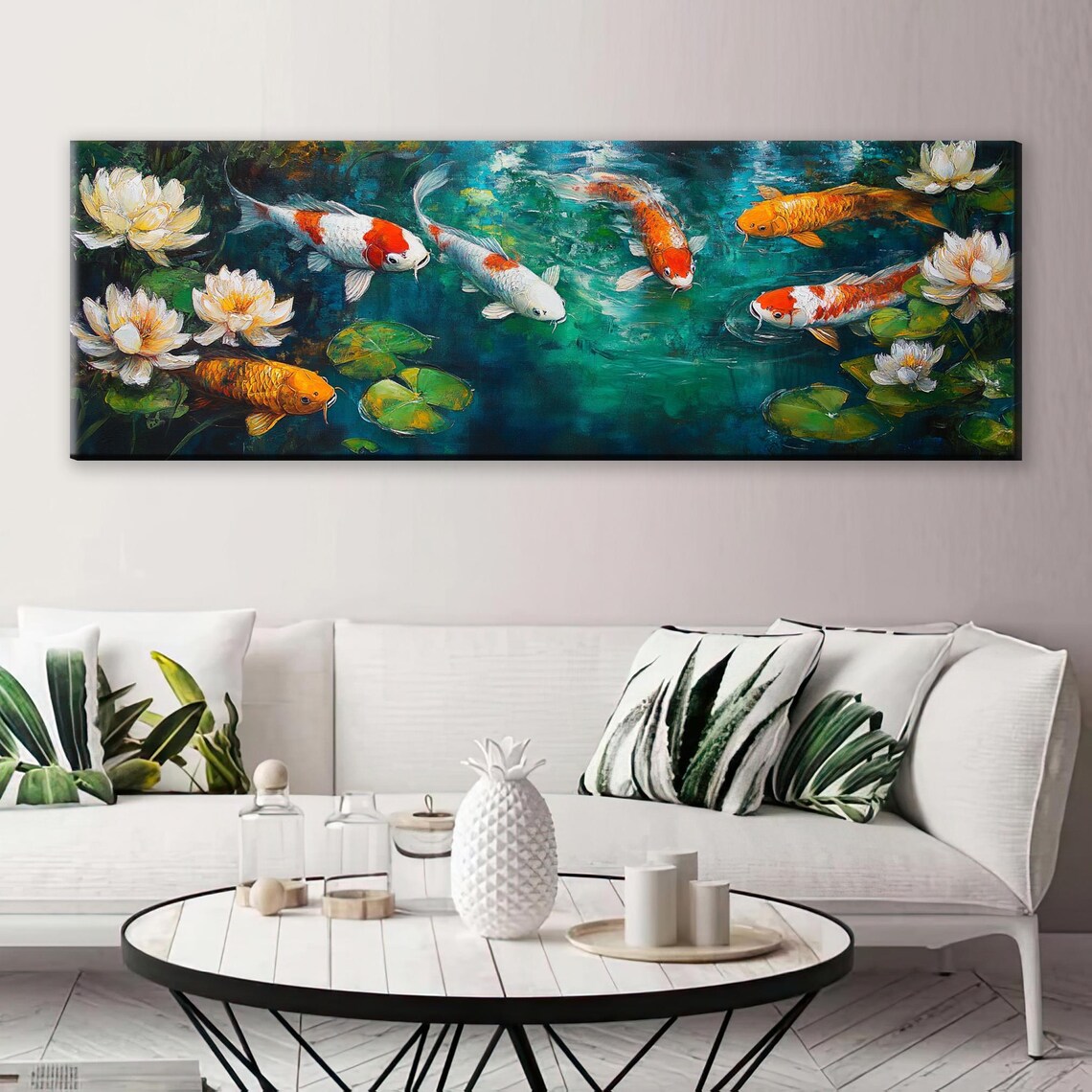Koi Fish Zen Wall Art Print, Panoramic Horizontal - Image 3