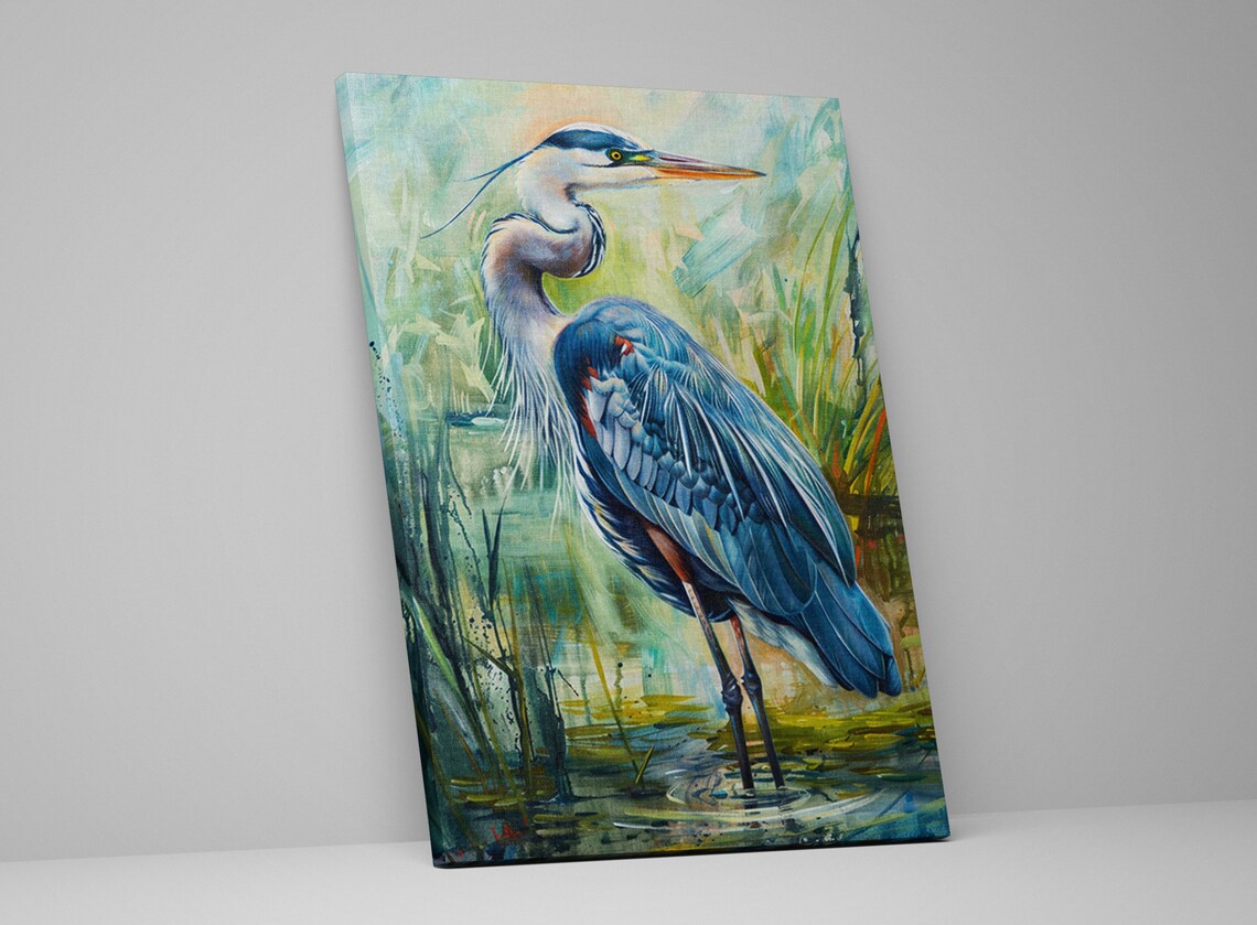 Blue Heron Wetlands Art Print, Wildlife Bird Decor - Image 5