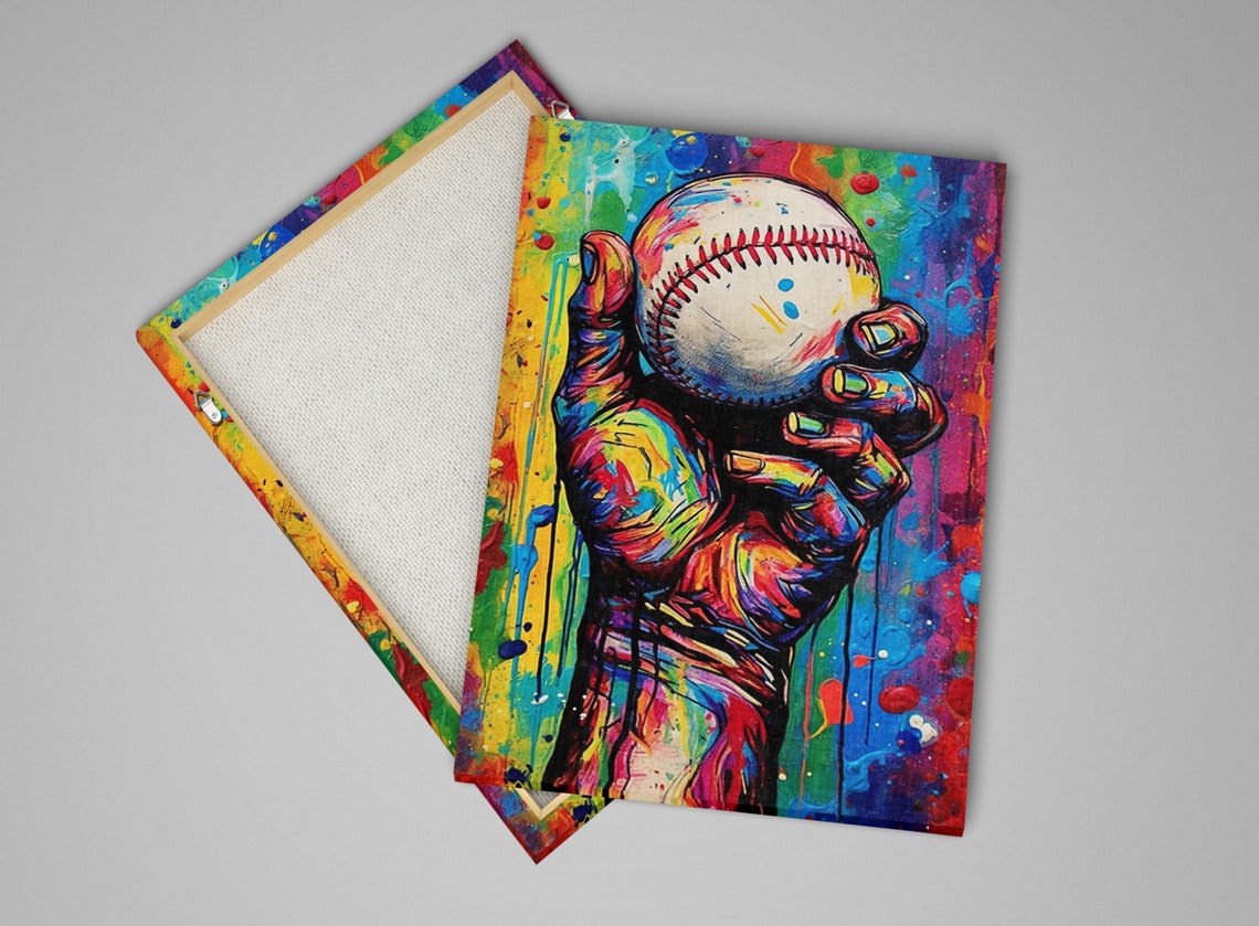 Bold Hand Holding Baseball Pop Art Colorful Sports Action Poster - Image 4