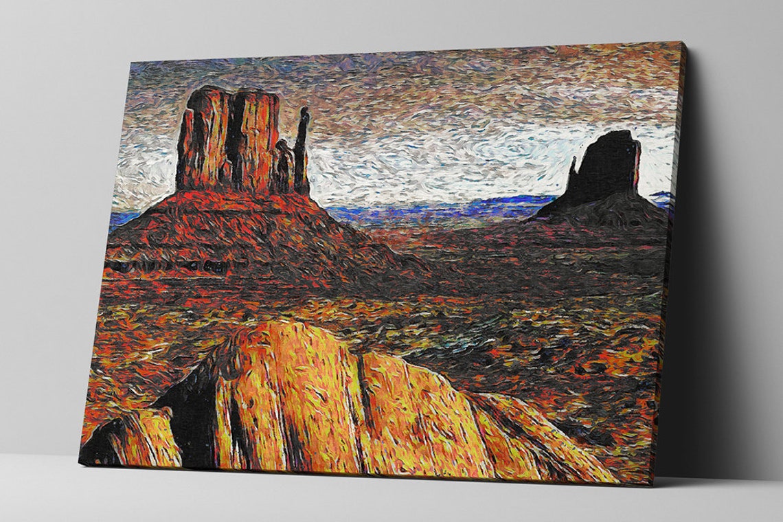 Monument Valley Sandstone Buttes Golden Light Impressionist Art Poster - Image 2