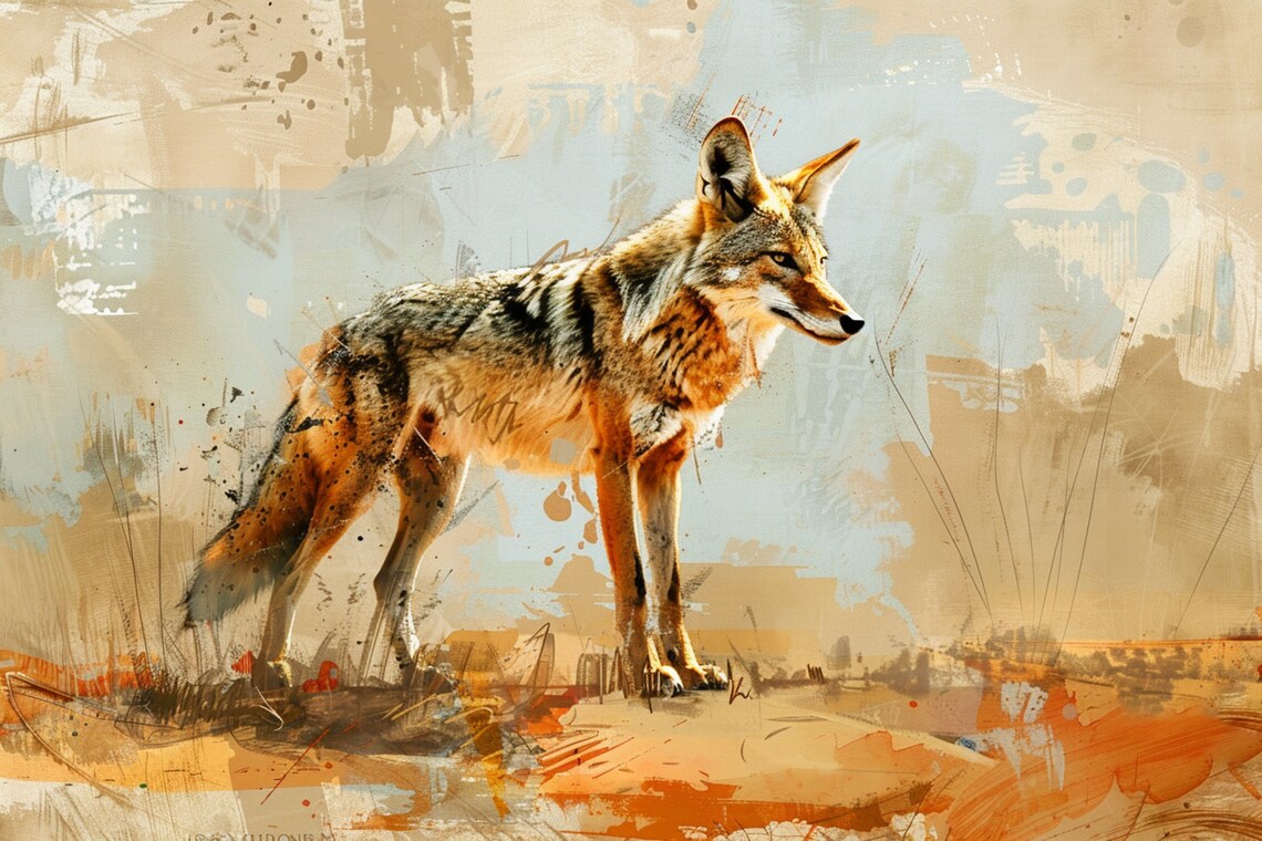 Minimal Coyote Texas Ranch Style Wall Art Print - Image 5