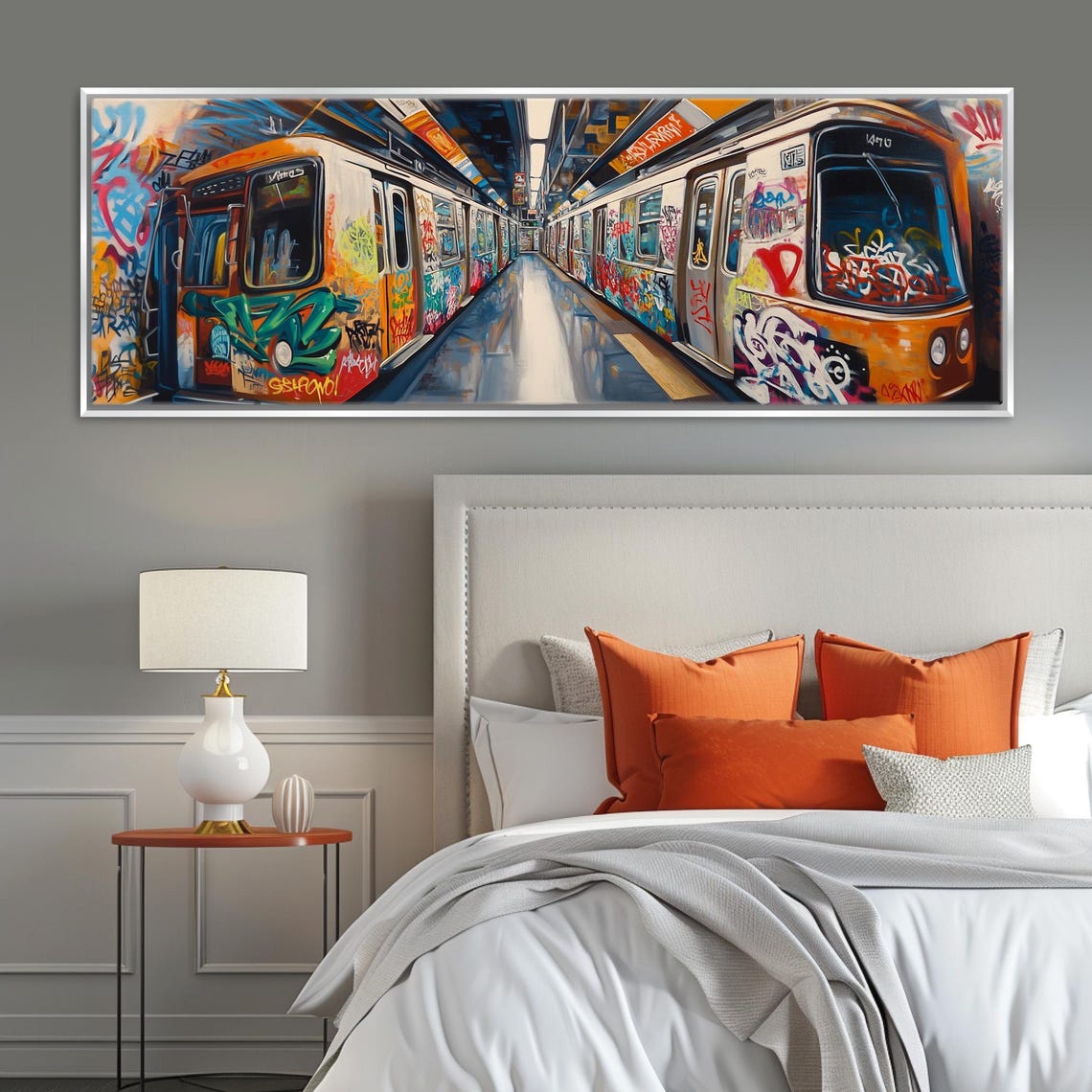 Urban Graffiti On Subway Train Street Art Framed Unframed Long Horizontal Gallery Wrapped Ready To Hang Extra Large Wall Art - Image 4