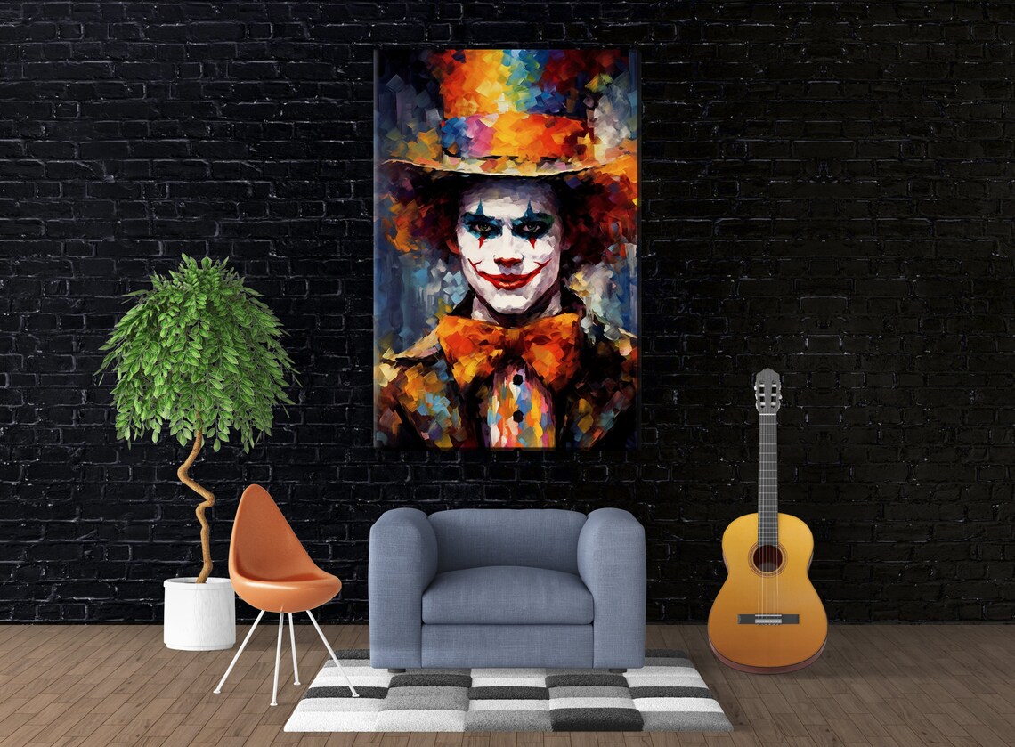 Scary Clown Portrait Colorful Top Hat Creepy Halloween Circus Poster - Image 3