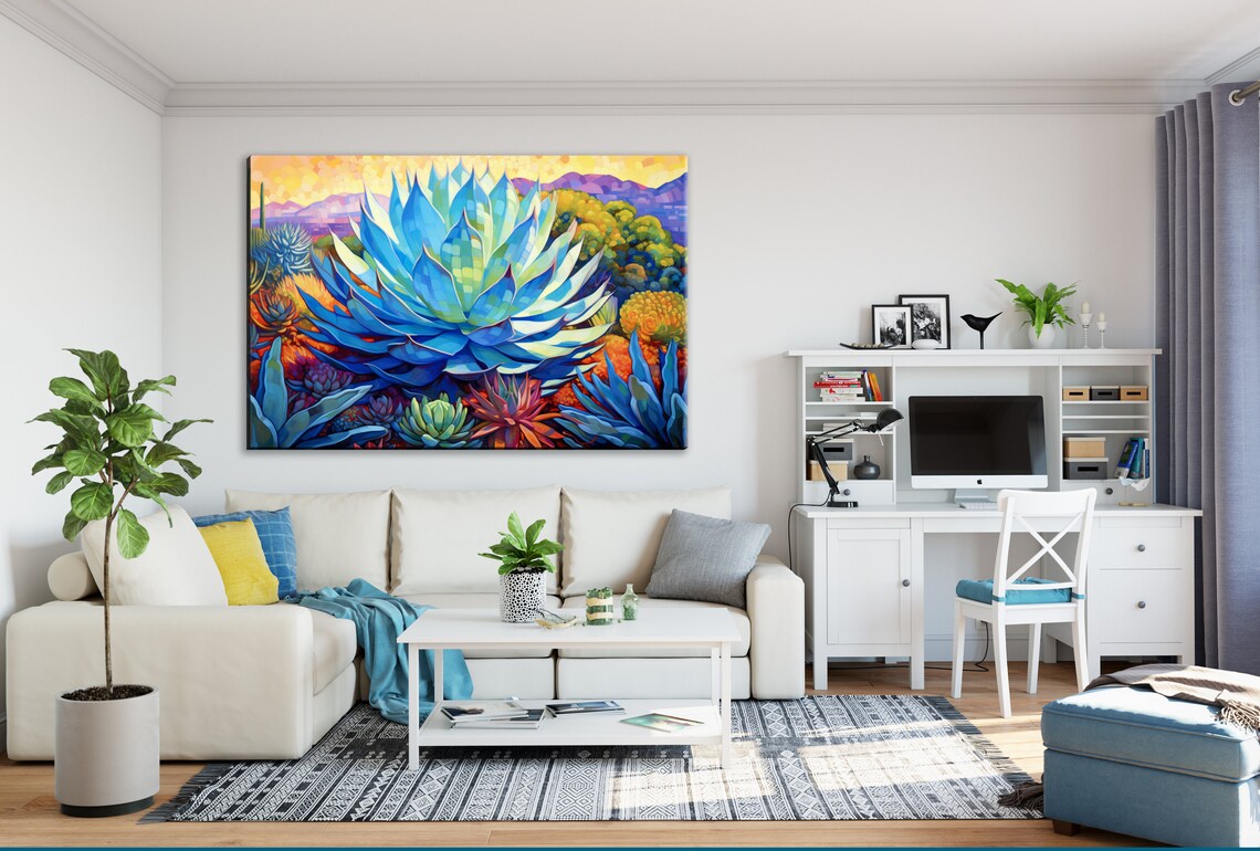 Blue Agave Southwest Botanical Art Print for Home - Image 2