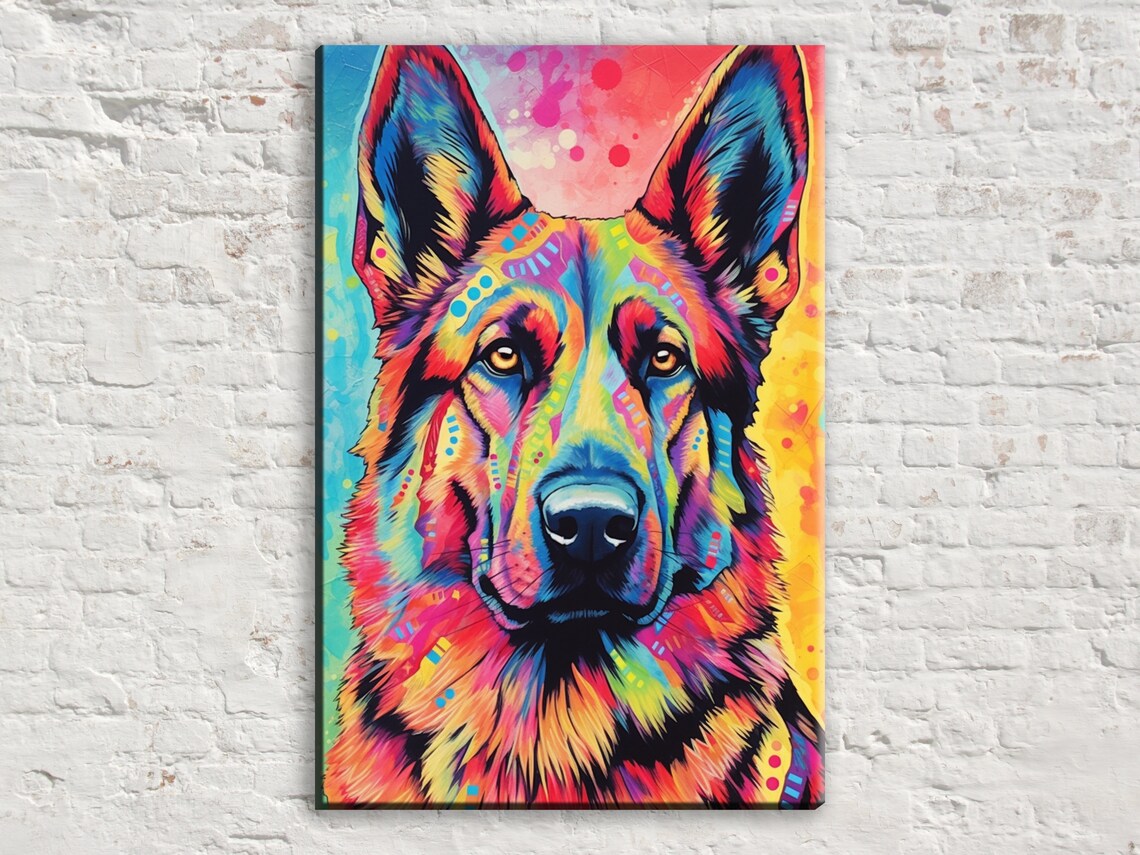 German Shepherd Dog Pop Art Portrait Art Print