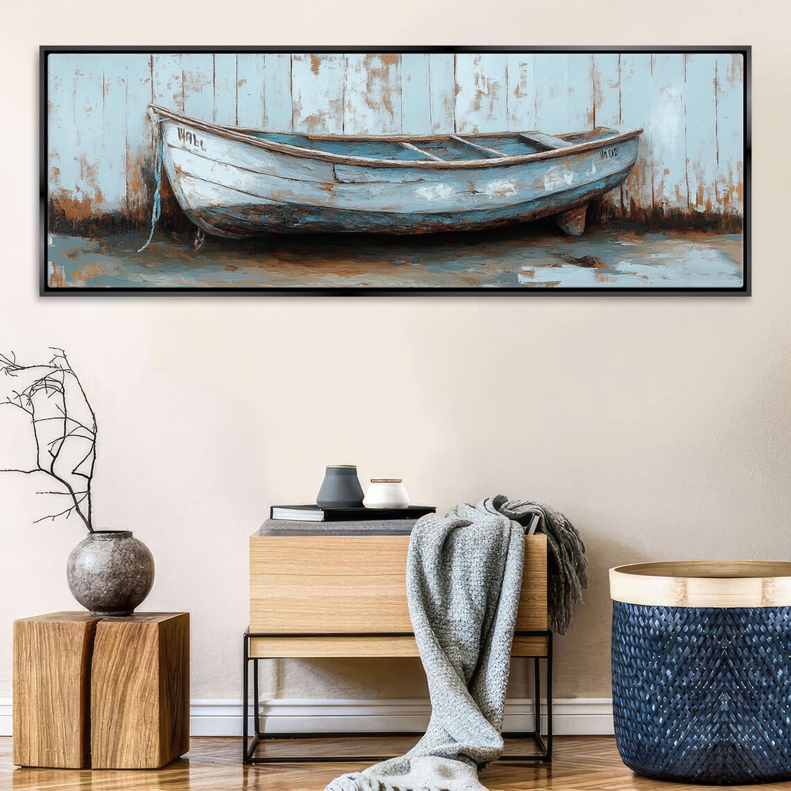Rustic Boat Vintage Coastal Poster, Horizontal - Image 3
