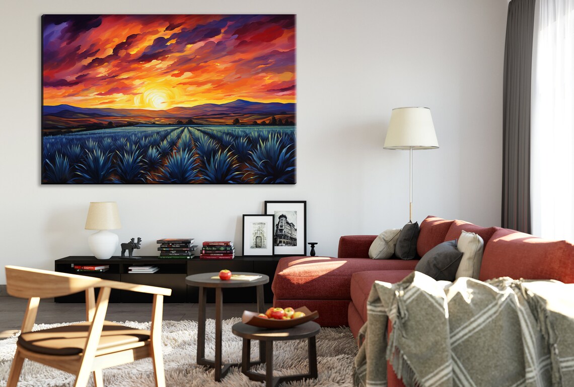 Agave Fields Desert Sunset Scene Wall Art Print - Image 2