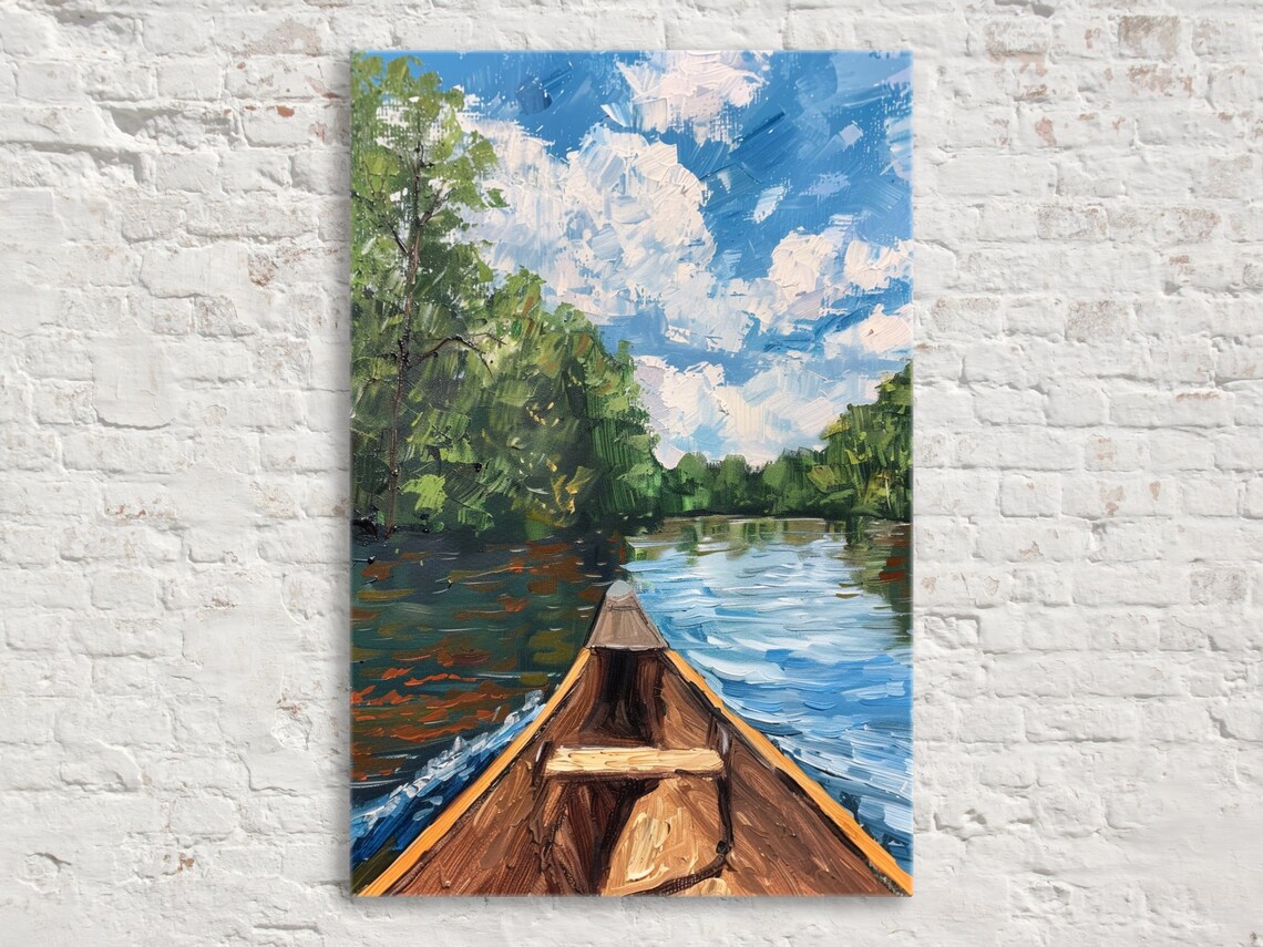 Paddle Serenity Canoe on the Lake Landscape Art Print