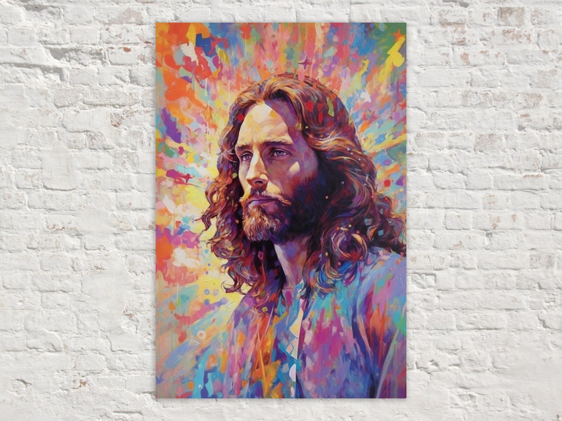 Jesus Christ Colorful Portrait Impressionist Religious Wall Art Poster