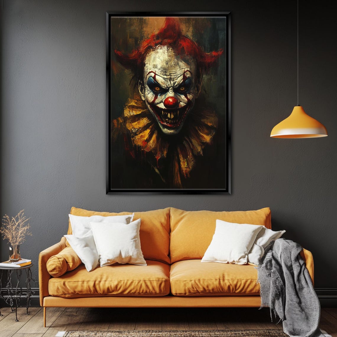 Gothic Scary Clown Portrait Dark Horror Halloween Frightening Wall Art - Image 4