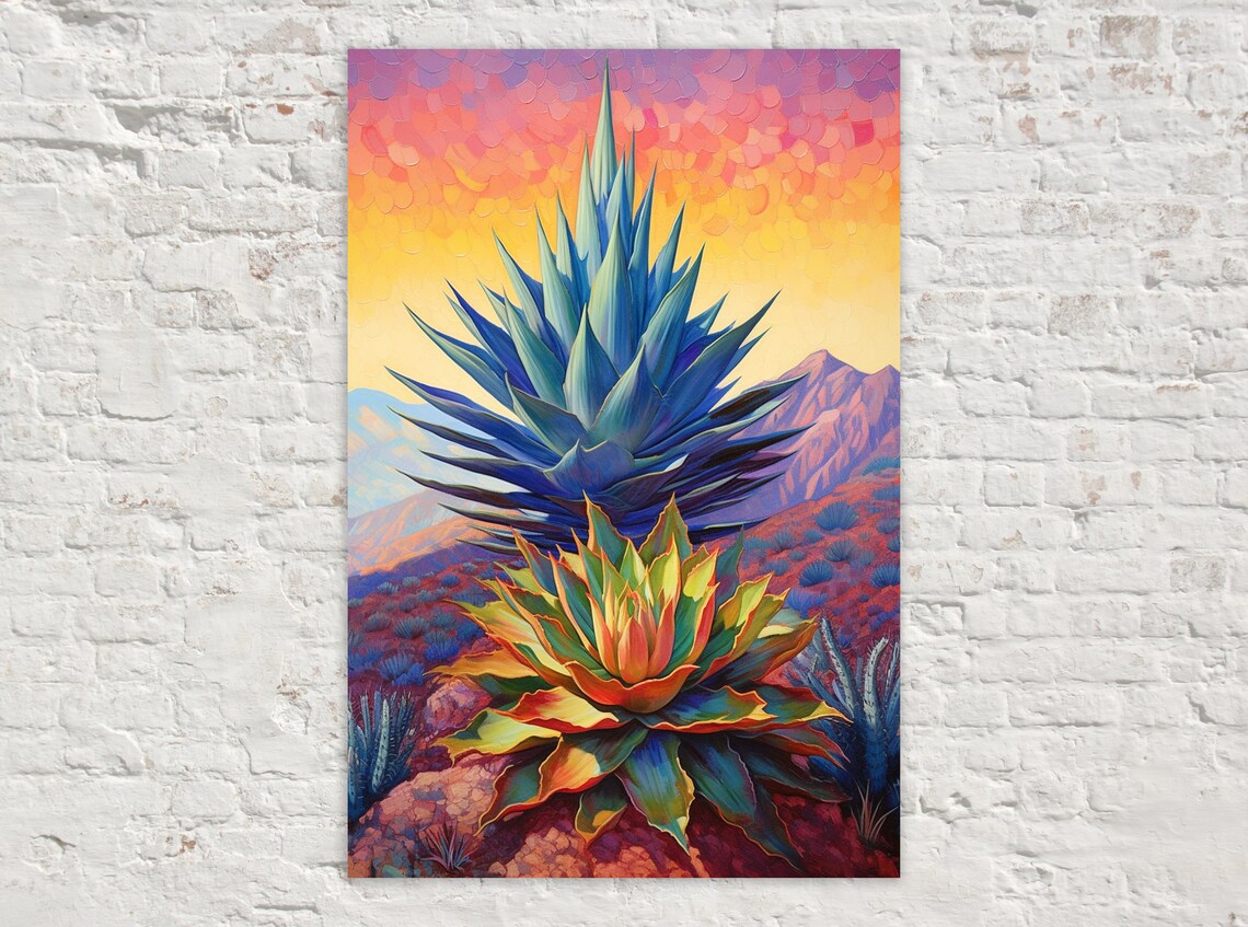 Blue Agave Plant, Modern Southwest Desert Art Print