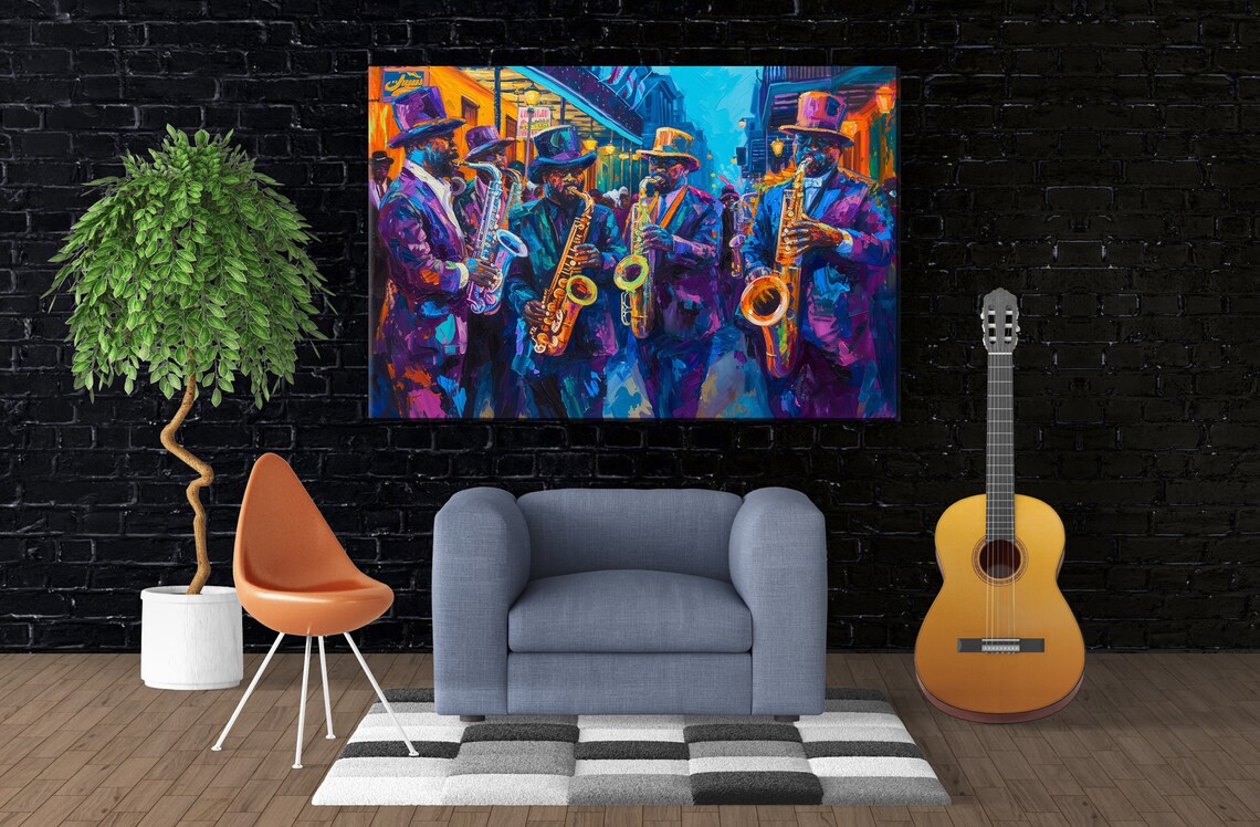 New Orleans Jazz Band, Bourbon Street Mardi Gras Art Print - Image 3