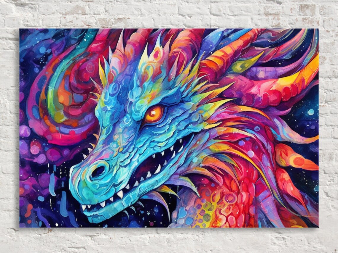 Dragon Rainbow Kids Room Art Print, Fantasy Poster