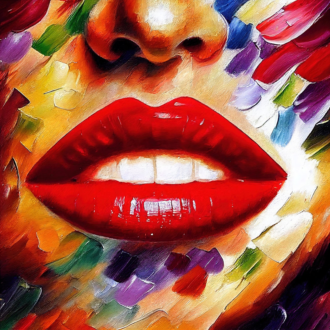 Red Lips Glamorous Glossy Close Up Bold Color Modern Beauty Poster - Image 5