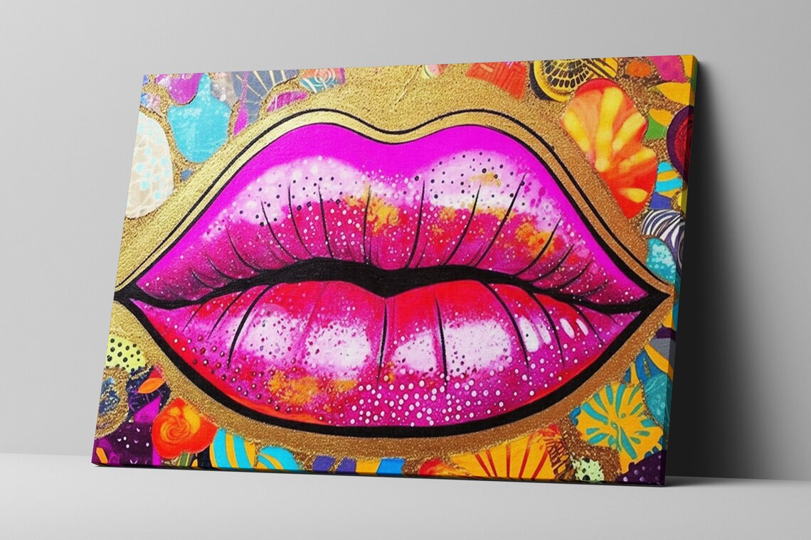 Gold Glitter Lips Feminine Pop Art Wall Art Print - Image 5