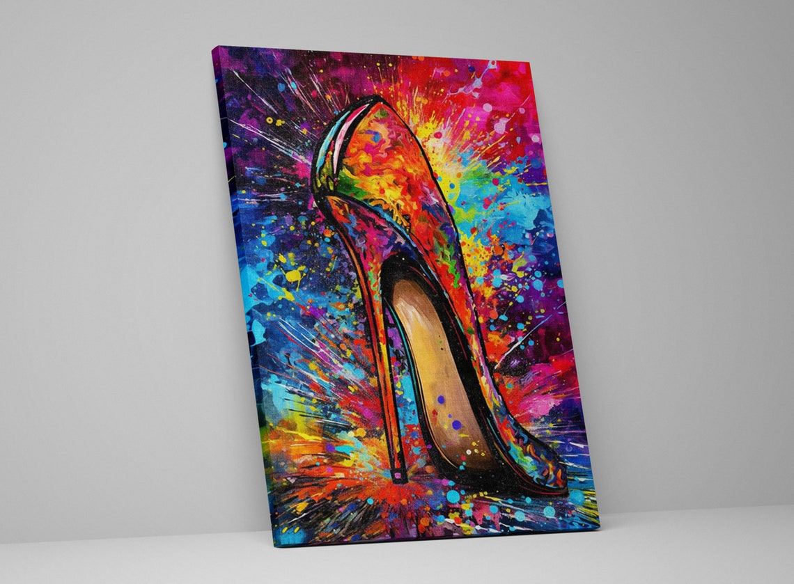 Rainbow Stiletto High Heel Shoe Pop Art Splash Colorful Poster - Image 4
