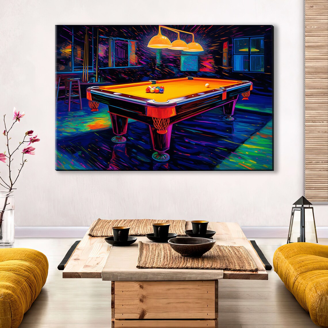 Pool Hall Billiards Table Neon Synthwave Art Print - Image 2