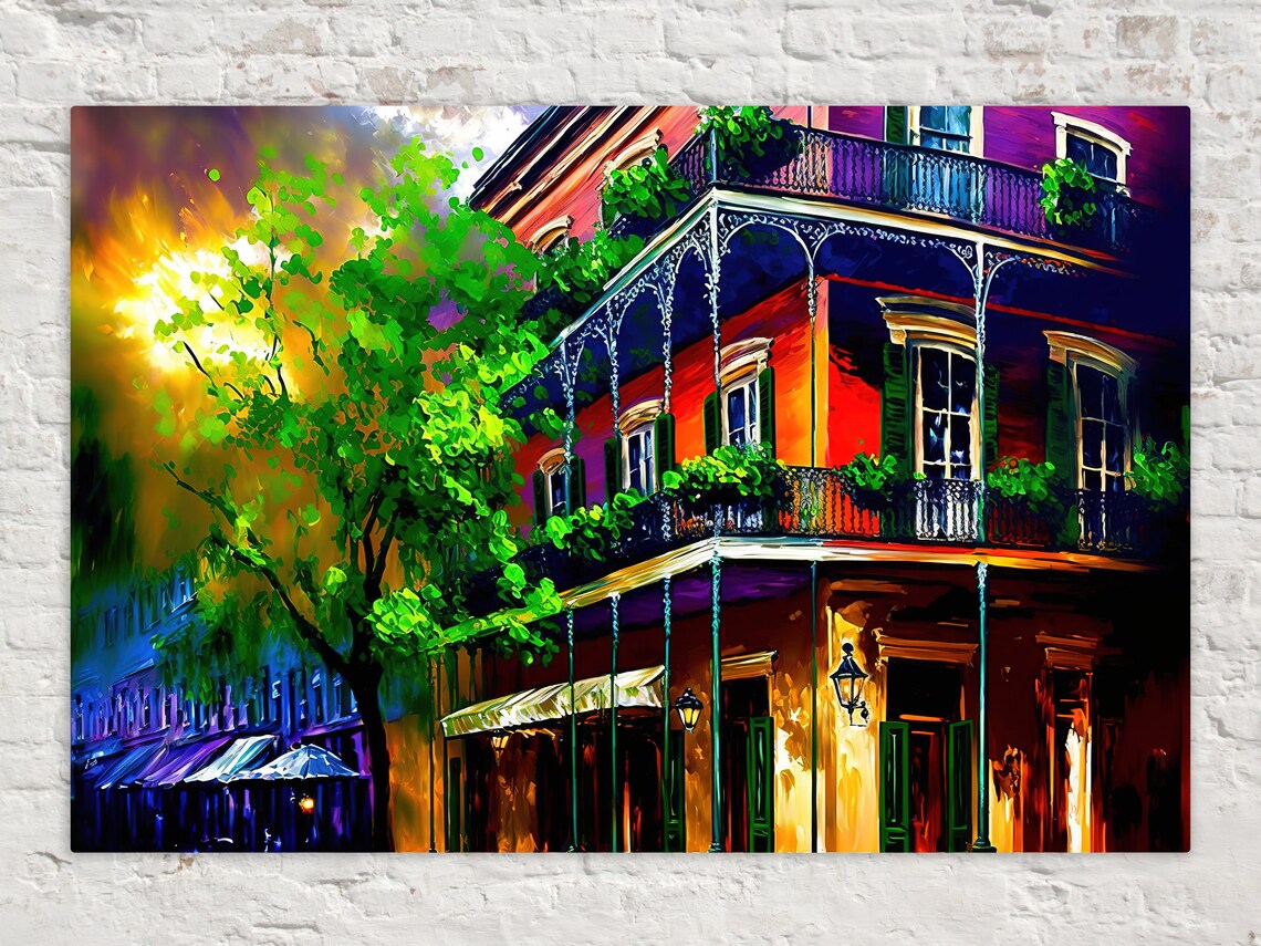 New Orleans French Quarter Bourbon Street Balcony Art Print