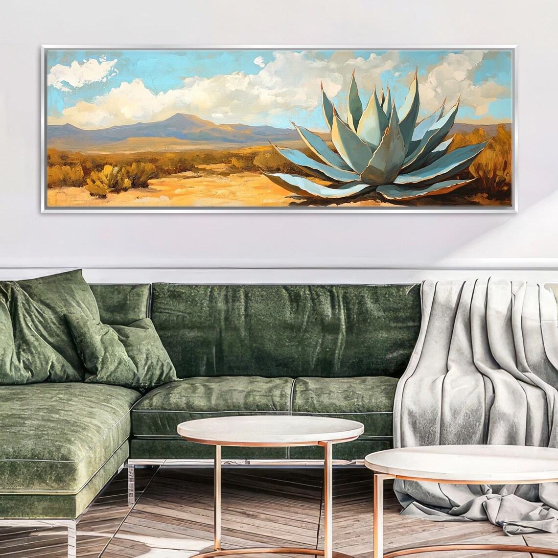 Panoramic Agave In The Desert Southwest Style Framed Unframed Long Horizontal Gallery Wrapped Ready To Hang Extra Large Wall Art - Image 4