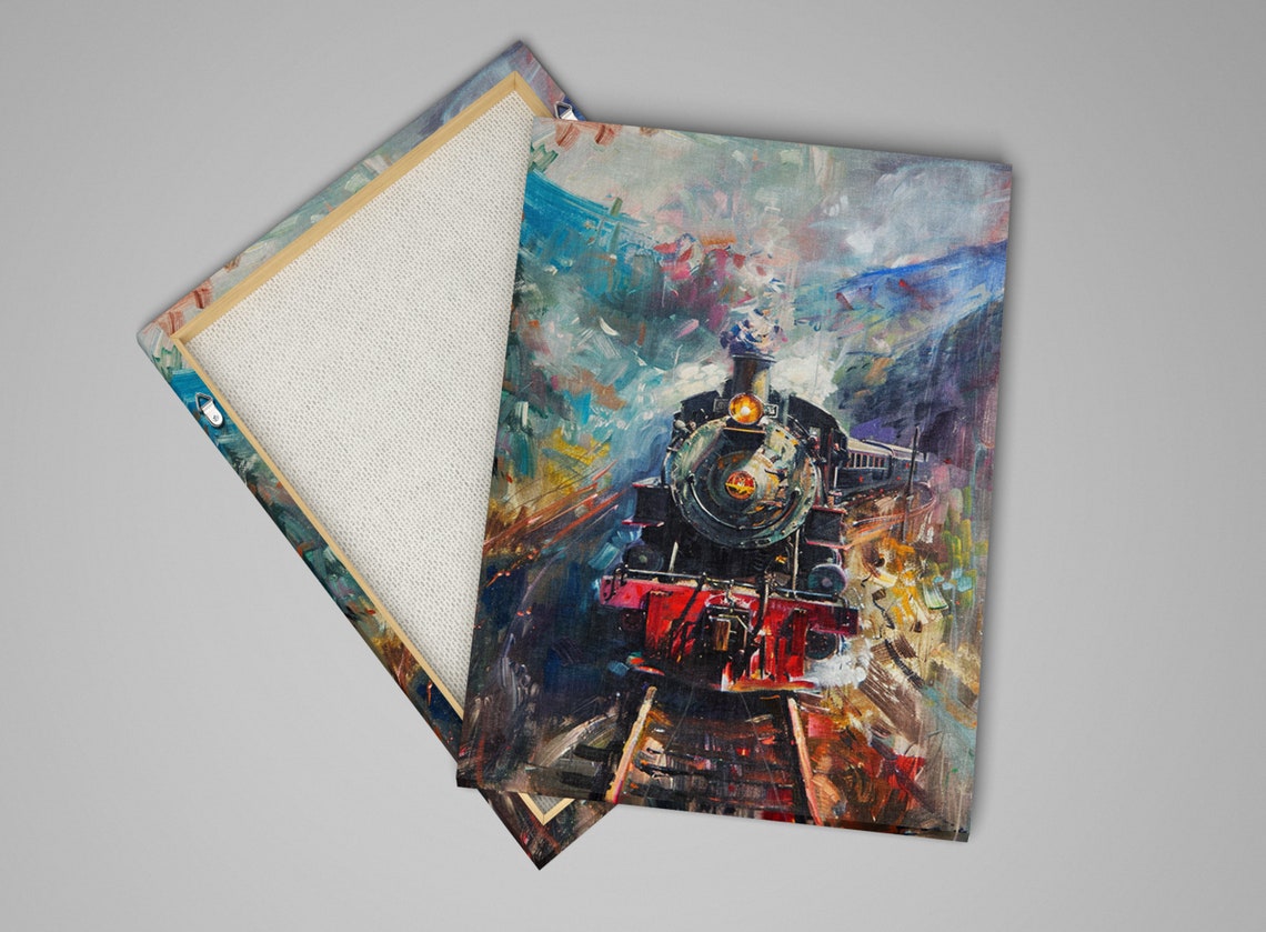 Abstract Steam Locomotive Head On Expressive Brushstroke Art Poster - Image 4