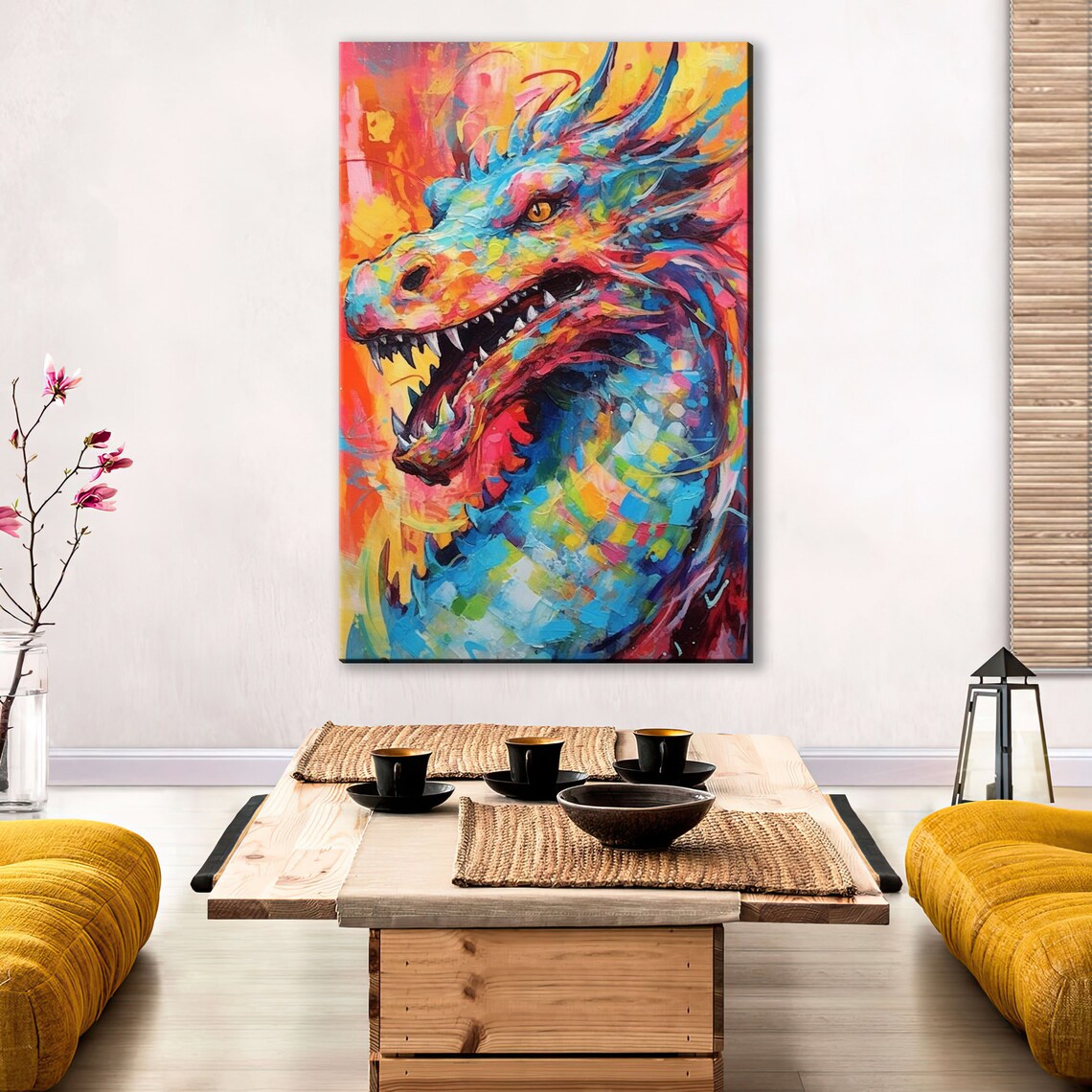 Enchanting Dragon Pop Art Painting, Fantasy Art Print - Image 3
